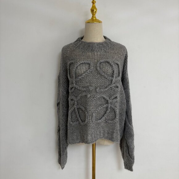 NWOT! Loewe Women's Gray Anagram Melange Mohair Sweater - Picture 6 of 14